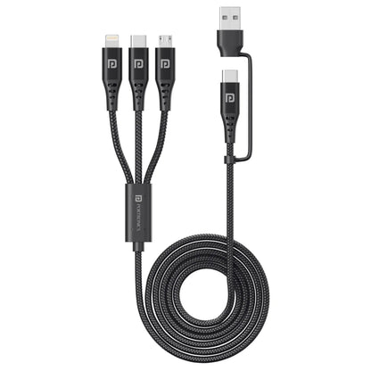 Portronics Type C 3 A 1.5 m Konnect J9 3-in-1 (Type C + 8Pin + Micro USB) Compatible with Smartphones, Laptop