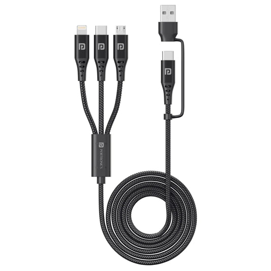 Portronics Type C 3 A 1.5 m Konnect J9 3-in-1 (Type C + 8Pin + Micro USB) Compatible with Smartphones, Laptop