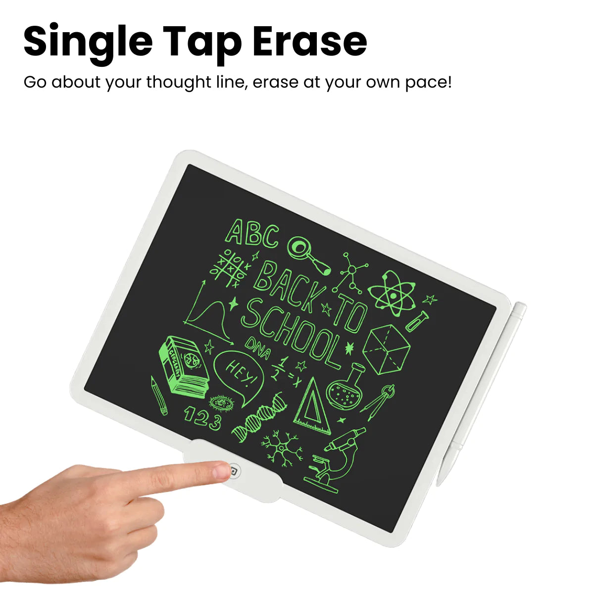 Portronics Ruffpad 10X Re-Writable LCD Writing Pad with 10 inch(25.4cm) Writing Area, Single Tap Erase