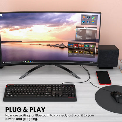 Portronics KI-PAD Wired Keyboard with Gaming Mode, 104 Keys, 1.5M Cable, Ergonomic Keys, Plug & Play (Black)
