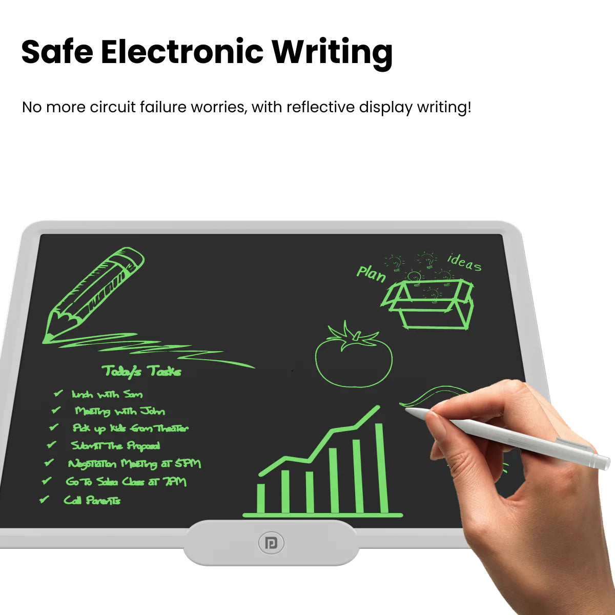 Portronics Ruffpad 10X Re-Writable LCD Writing Pad with 10 inch(25.4cm) Writing Area, Single Tap Erase