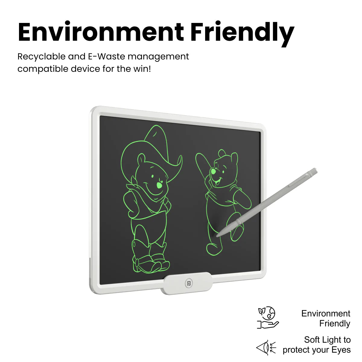 Portronics Ruffpad 10X Re-Writable LCD Writing Pad with 10 inch(25.4cm) Writing Area, Single Tap Erase
