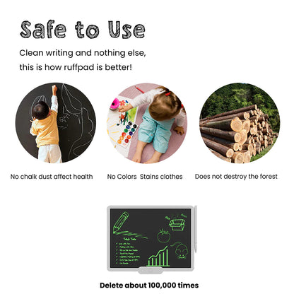 Portronics Ruffpad 10X Re-Writable LCD Writing Pad with 10 inch(25.4cm) Writing Area, Single Tap Erase