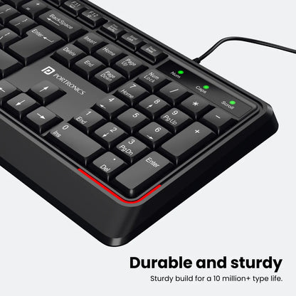 Portronics KI-PAD Wired Keyboard with Gaming Mode, 104 Keys, 1.5M Cable, Ergonomic Keys, Plug & Play (Black)