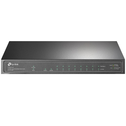 TP-Link TL-SG1210P 8 Port Gigabit PoE Switch | 8 PoE+ Ports @63W, w/ 1 Uplink Gigabit Port Desktop/Wall-Mount | Plug & Play