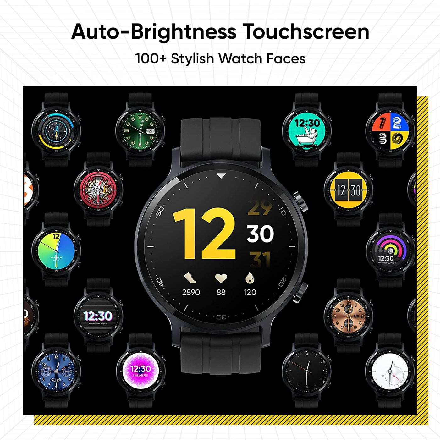 realme Smart Watch S with 3.30 cm Touchscreen, 15 Days Battery Life, SpO2 & Heart Rate Monitoring, IP68 Water Resistance (Black)
