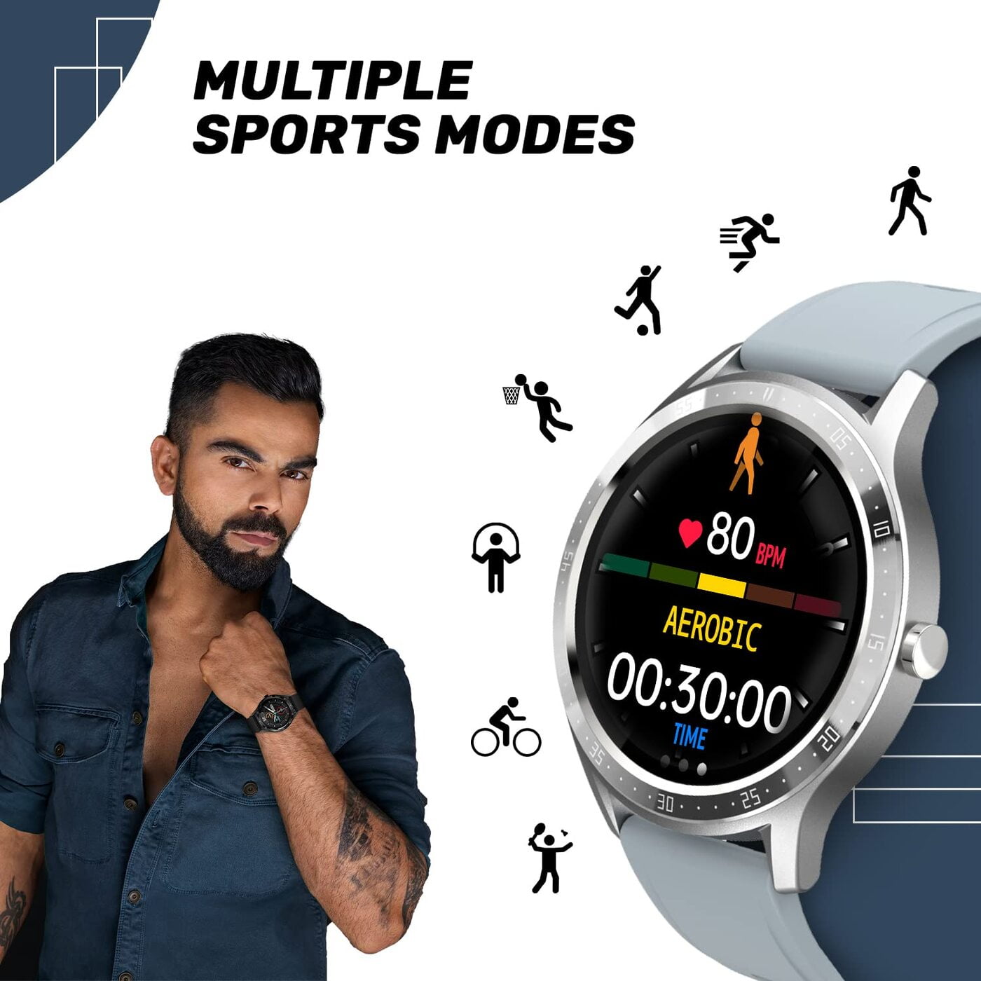 Fire-Boltt 360 SpO2 Full Touch Large Display Round Smartwatch with in-Built Games (Grey)