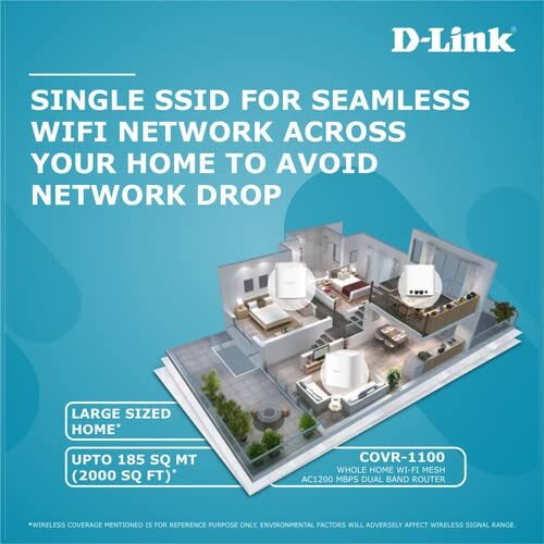 D-Link COVR 1100 AC1200 Mbps MU-MIMO Dual Band Whole Home Easy Mesh Wi-Fi Router