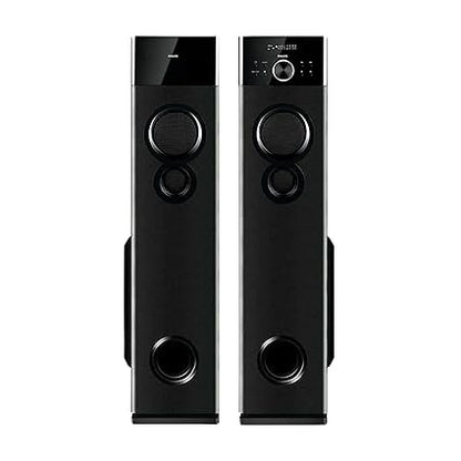 PHILIPS Audio SPA9160 2.0CH 160W Multimedia Tower Speakers with Wireless Microphone Multi-Connectivity (USB, AUX, FM) and Thumping Bass for Karaoke (Black)