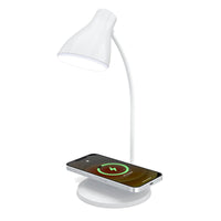 Portronics Brillo 3 Portable Lamp with Wireless Charger with 10W Output, 360° Flexible Neck, Touch Control, Dual Lamp Shades (White)