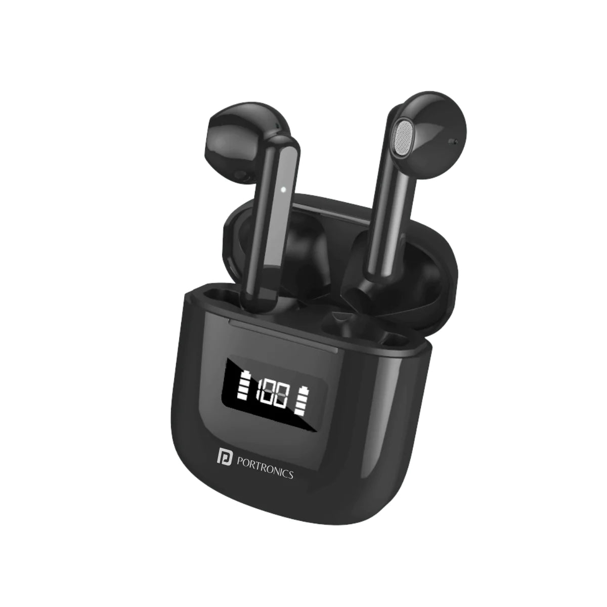 Portronics Harmonics Twins 26 TWS Earbuds with ENC, Bluetooth 5.1, 13mm Driver, 27Hrs Playtime, Digital Display, Type C Charging, Dual Mic(Black)