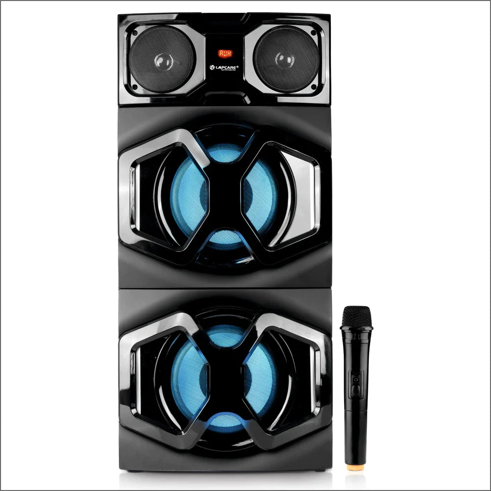 LAPCARE Beast LTS300 120 Watt, Tower Speaker,Bluetooth,Aux,USB,FM,RGB Lights,Wireless Mic with Remote (Black)