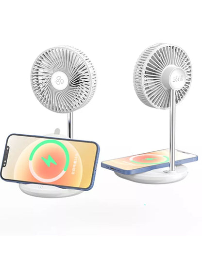 USB Mini Fans 2 in 1 Table Phone Stand With Fast Wireless Charger