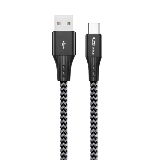 Portronics Konnect A 3A Fast Charging Nylon Braided Type C Cable with Data Sync Function 2Mtr