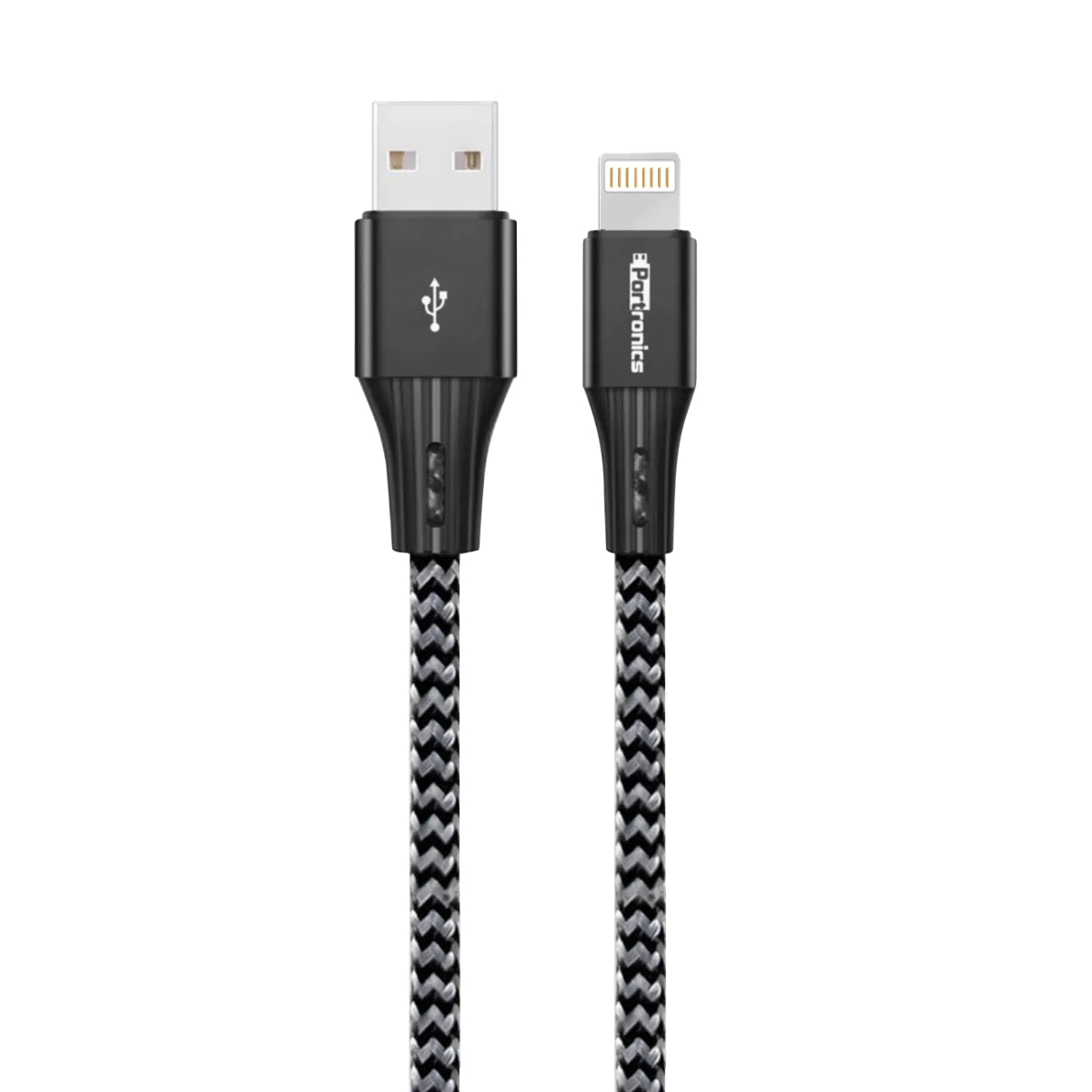 Portronics Konnect A 8 Pin USB Cable for all IOS Devices with Sync Function Nylon Braided (3.0 Amp 2 meter)