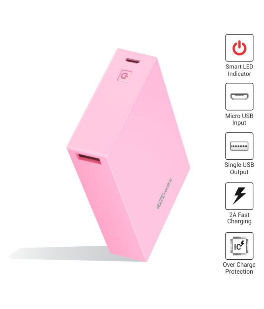 Portronics Power Box 5K 5000mAh Power Bank with Single USB Output (Pink)