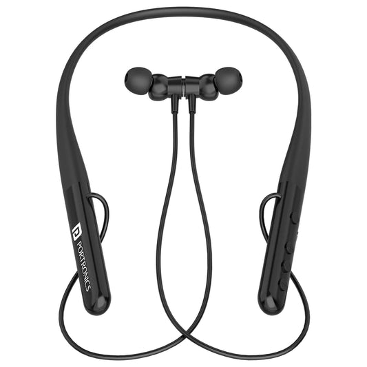 Portronics Harmonics Z4 Wireless Bluetooth 5.3 Neckband in Ear Earphones with Mic, 30Hrs Playtime IPX4 Water Resistant (Black)