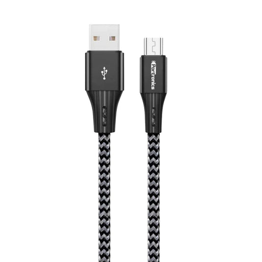 Portronics Konnect A 3A Fast Charging Nylon Braided Micro USB Cable for Android with Data Sync 2Mtr