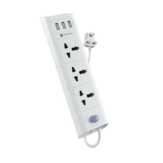 Portronics Power Plate 8 1500W with 3 USB + 3 Socket Extension Boards (White)