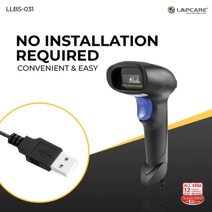 Lapcare 2D Wired Laser Barcode Scanner BIS Approved,High Speed for POS System Supermarket,CMOS Image Sensor,