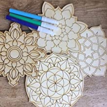 Pre Marked MDF Wooden Coaster For DIY Painting 3mm Thickness (10.1 x 10.1 )cm 4X4 Inch (Pack of 6) Floral Print