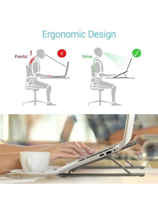 Portronics My Buddy K Portable Laptop Stand with Adjustable Height, Foldable, OverHeating Protection for Laptops & MacBooks (Grey)