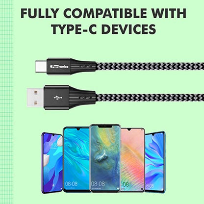 Portronics Konnect A 3A Fast Charging Nylon Braided Type C Cable with Data Sync Function 2Mtr