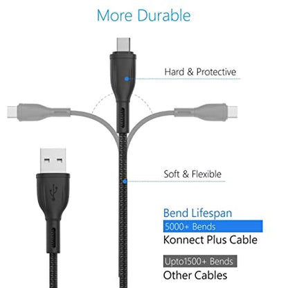 Portronics Konnect Plus 1.2M Fast Charging Micro USB Cable for Android Phones (Black)