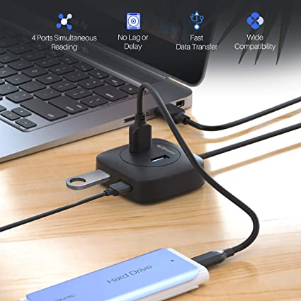 Portronics Mport 4A POR-1159 4-Port USB Hub High Speed (Black)