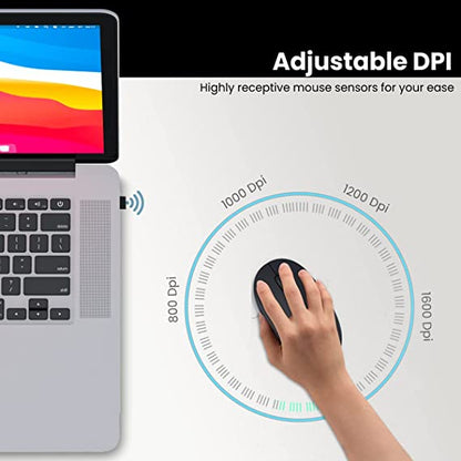Portronics Toad 22 2.4Ghz Wireless Optical Mouse for Laptops/PC with USB Nano Dongle, Optical Orientation, Adjustable DPI