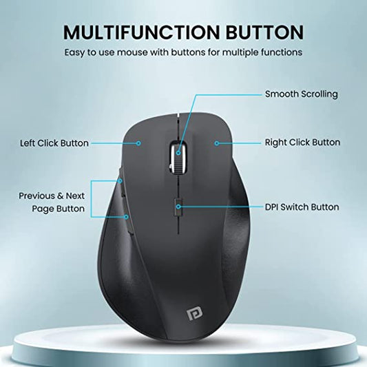 Portronics Toad 24 Wireless Optical Mouse with 2.4 GHz Wireless Technology, Optical Orientation, Adjustable DPI