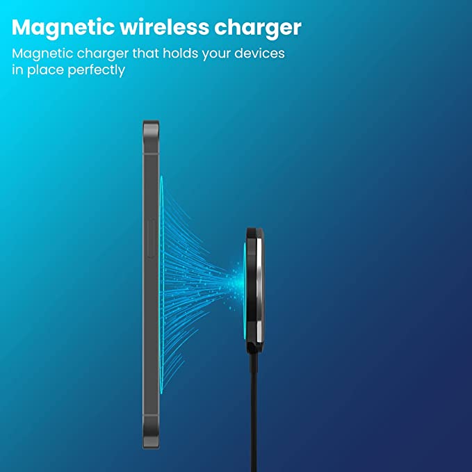 Portronics Freedom 15M Wireless USB Mobile Charger with Type-C Interface, Compatible with iPhone 12/13 Series