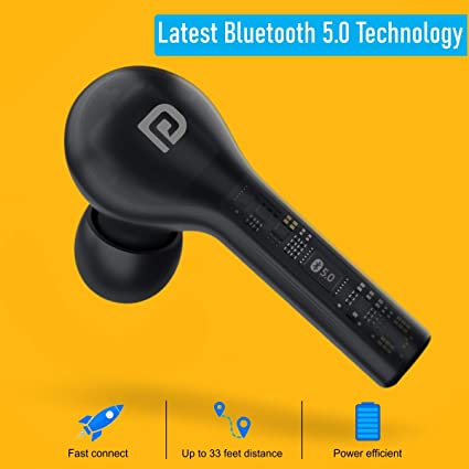 Portronics Harmonics Twins II POR-1050, Small Sized HD True Wireless Stereo Earbuds with Extra Bass, LED Indicator, Bluetooth 5.0