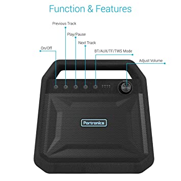 Portronics Roar POR-549, 2x12W Bluetooth 4.2 Stereo Speaker with TWS Aux in Micro SD Card and 6, 000mAh Battery
