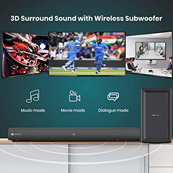 Portronics Pure Sound 102 Bluetooth Soundbar 160W with Wireless woofer