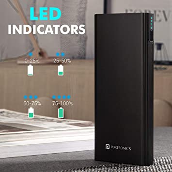 Portronics Power M 10K 10000 mAh Metal Housing Power Bank with Dual Input (Type C + Micro USB) & Triple Output