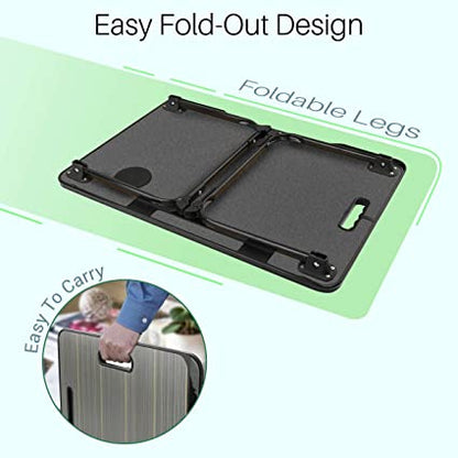 Portronics My Buddy One POR-1140 Multifunctional Folding Table with Cup Holder,Mobile/Tablet Holder,Strong & Foldable