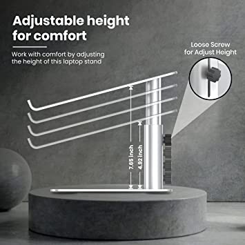 Portronics My Buddy K5 Portable Laptop Tabletop Stand with Aluminium Frame, Adjustable Height, Compatible with All Laptops (Silver)