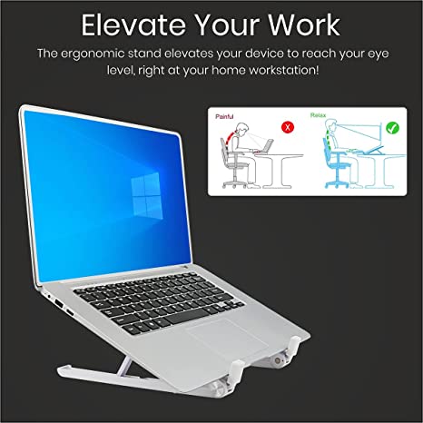 Portronics My Buddy Flip Portable Laptop Stand/Laptop Holder Riser with Adjustable Height,Foldable,Air Ventilation Compatible with All Laptop