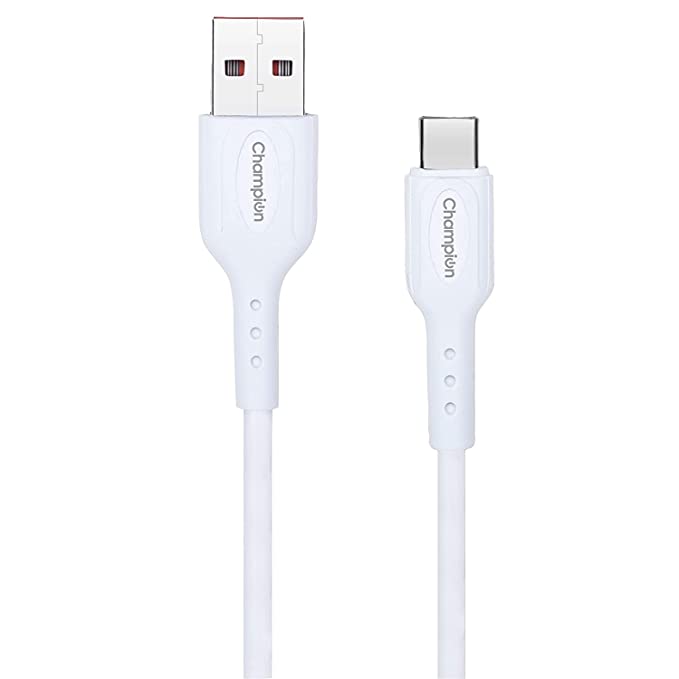 Champion USB to Type-C 3Amp Data Sync & Charging Cable PVC for all Android & USB Type-C Devices (White)