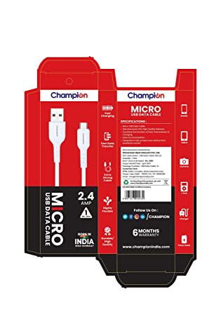 Champion USB to Micro 3Amp Data Sync & Charging Cable PVC 1M for all Android & Micro USB Devices (Black)