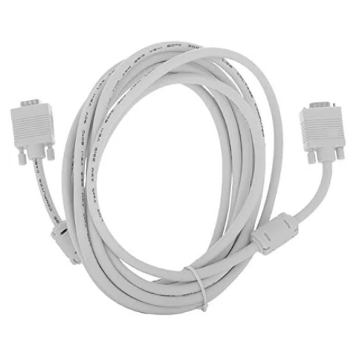 VGA Male to Male ,15-Pin Cable/Adapter for PC, Monitor, Projector, Laptop, TV, LCD/LED-5Mtr (White)