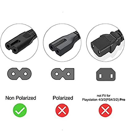 Champion Power Cord Cable Wire 2-pin Universal for 5 Feet (1.5m)LED TV, Printer, Play Station, Laptop PC Notebook Computer, Tape Recorder, Camera (Black)