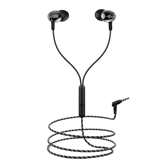 boAt BassHeads 162 with HD Sound, in-line mic, Dual Tone Secure Braided Cable & 3.5mm Angled Jack Wired Earphones (Black)