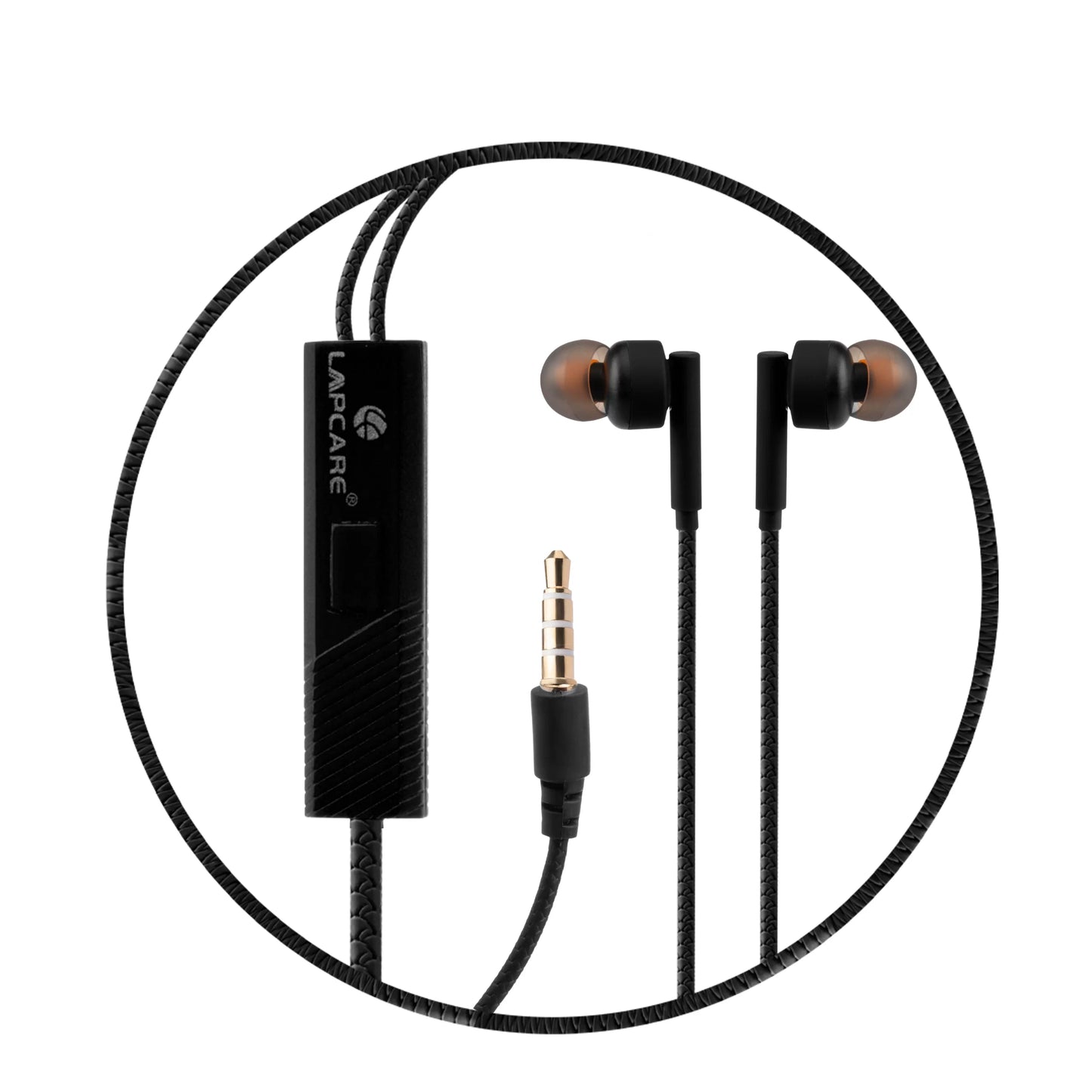 Lapcare WOOBUDS V Wired Earbuds with inbuilt MIC -Black (LBD-303)