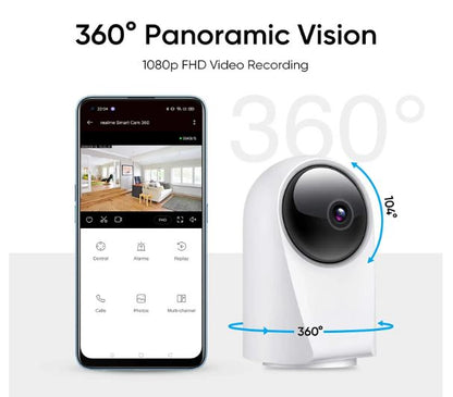 realme 360 Deg 1080p Full HD WiFi Smart Security Camera (White)