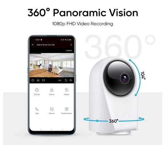 realme 360 Deg 1080p Full HD WiFi Smart Security Camera (White)