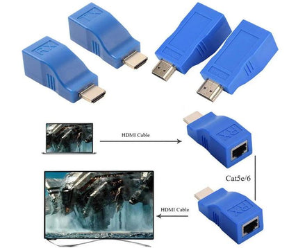 HDMI to RJ45 Network Cable Extender Converter Repeater Over Cat 5E/6 1080p up to 30M for HDTV, PS4