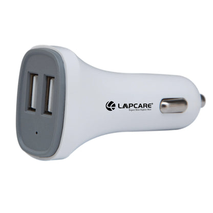 Lapcare Car Charger 15W with 2 USB Ports- White(LCC-111)