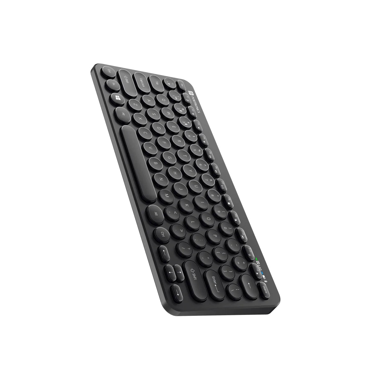 Portronics Bubble Multimedia Wireless Keyboard 2.4 GHz & Bluetooth 5.0 Connectivity, Noiseless Experience, Compact Size (Black)